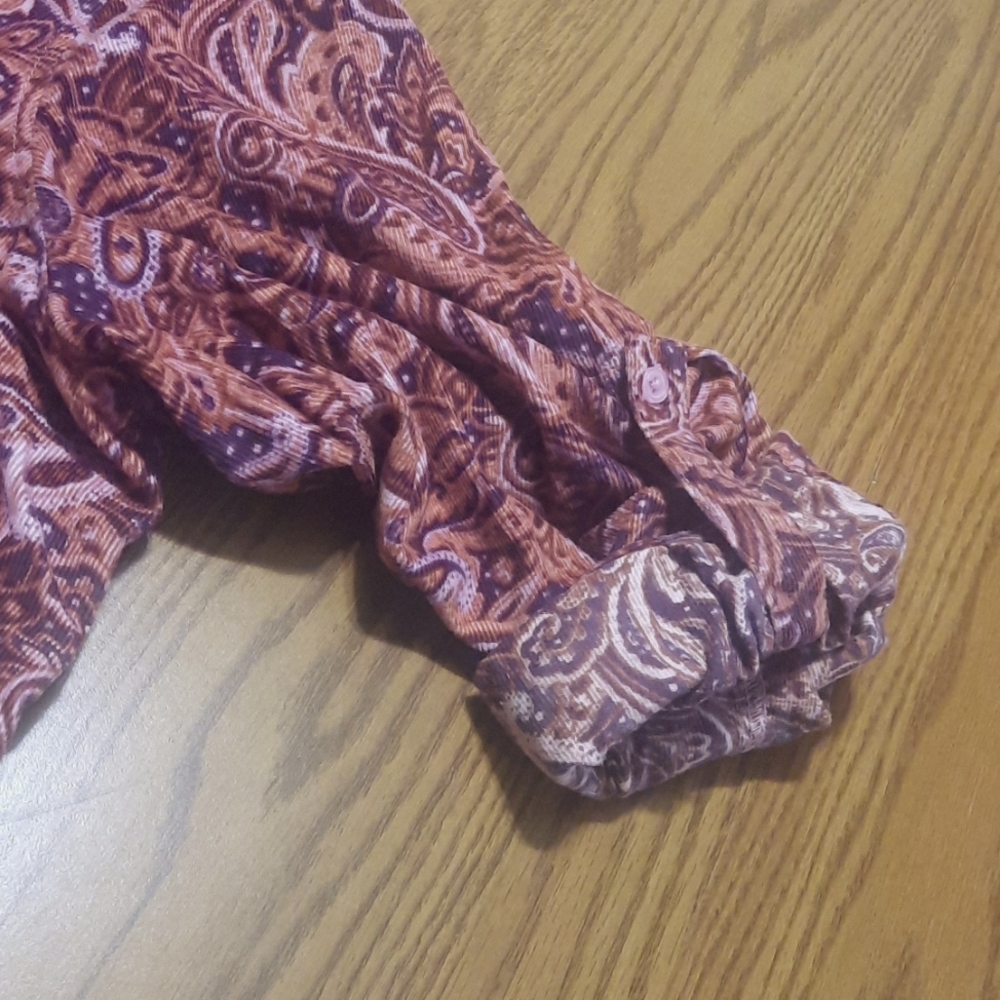 Woman Within courdroy paisley design long sleeve button-down shirt size 1X 22/24 - Picture 12 of 12